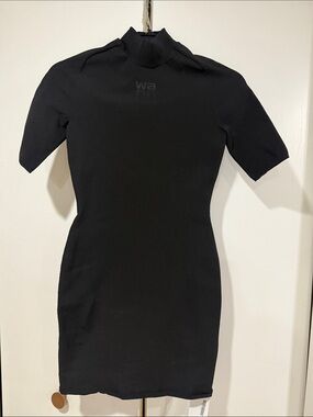AlexanderWang Black Short Sleeve Mock Neck Bodycon Dress